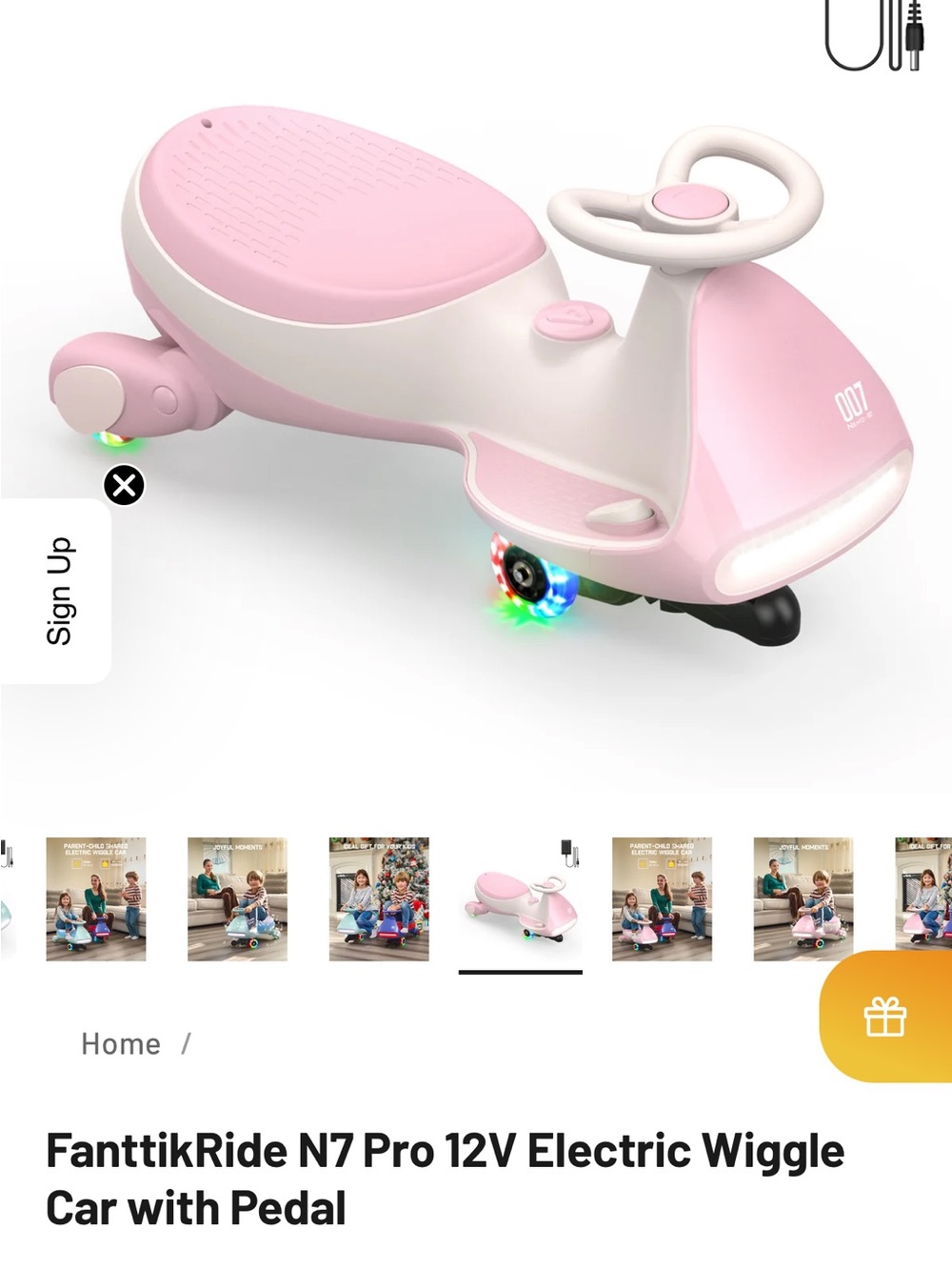 FanttikRide Pink Kids Electric Wiggle Ride-On Car